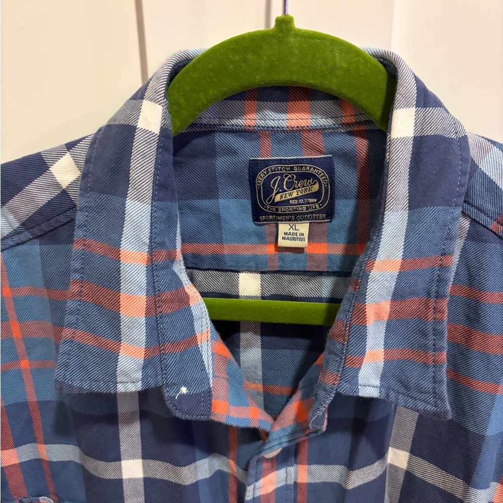 J. Crew Blue and Orange Plaid Flannel Shirt - NWOT - Picture 2 of 4